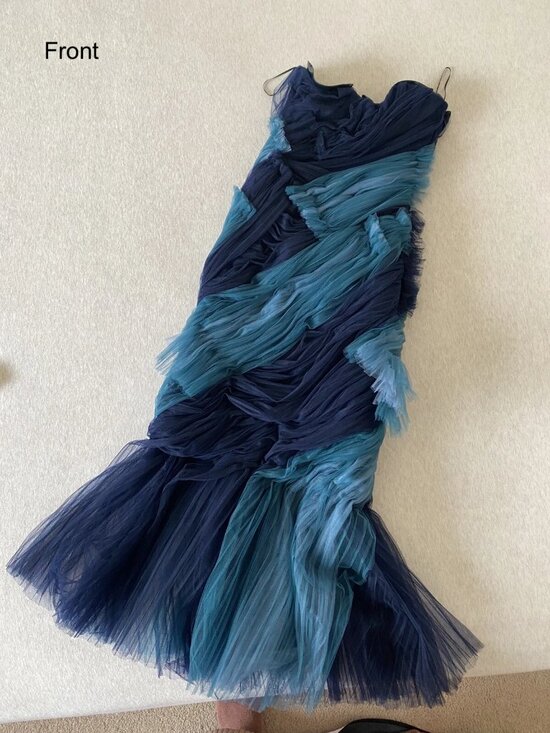 Burberry Dresses & Skirts - Burberry Blue Tulle Lace Strapless Dress – Statement Piece 💙